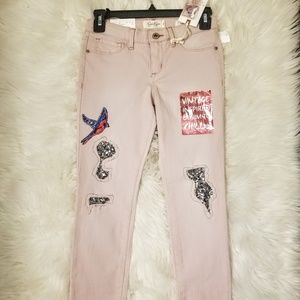 Girls pink vintage inspired skinny jeans